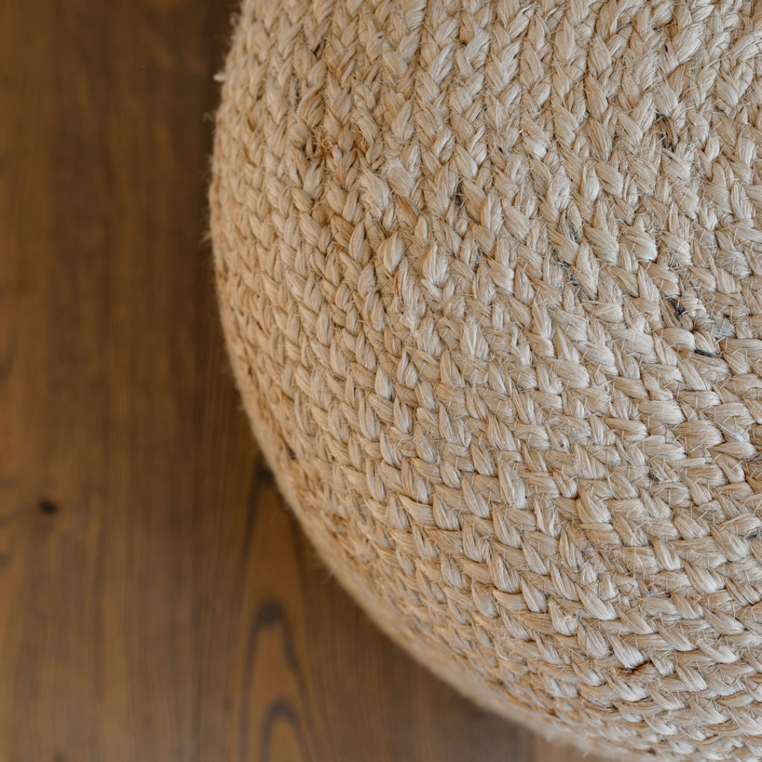 Round Braided Jute Ottoman Pouf