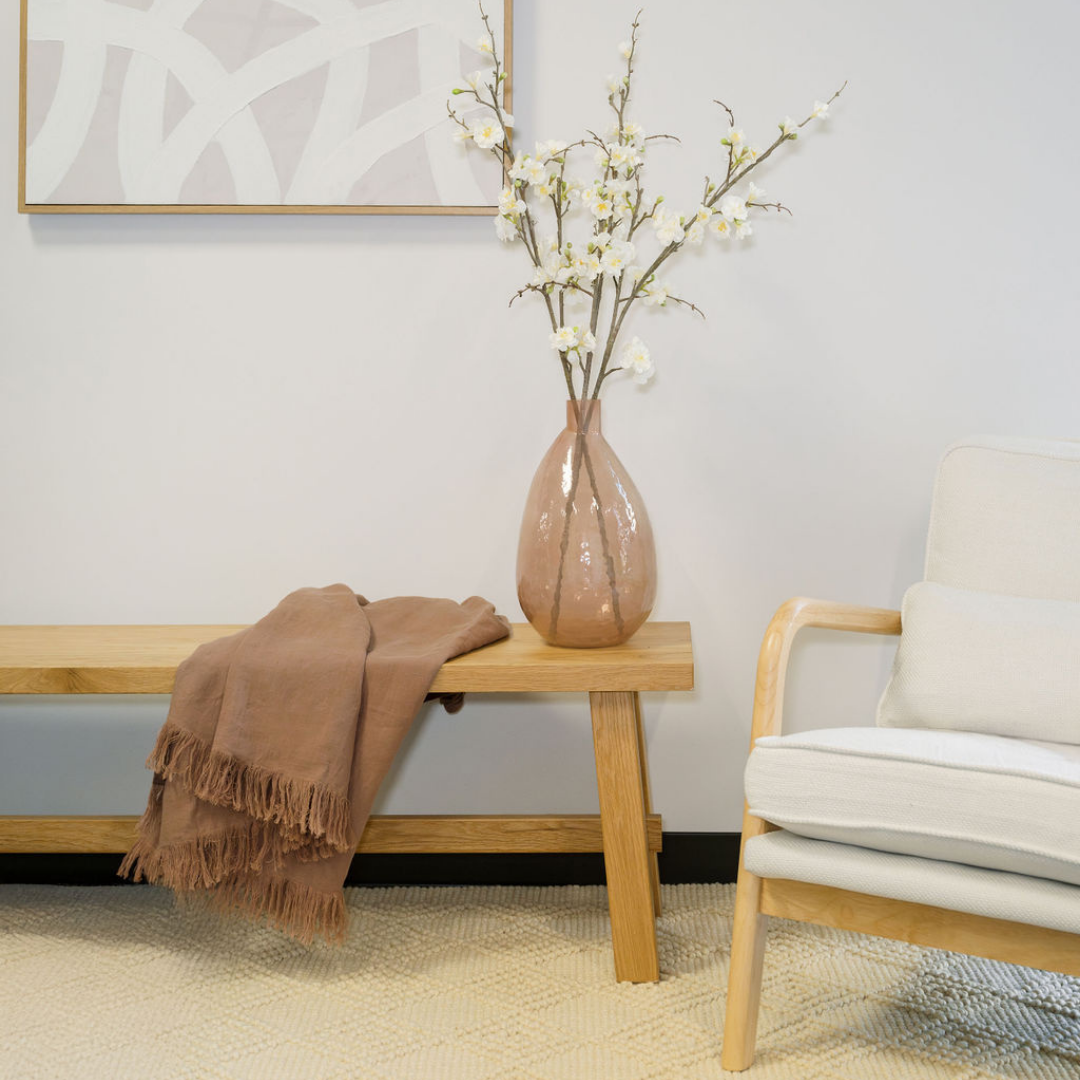 Hammered Glass Vase in Peach