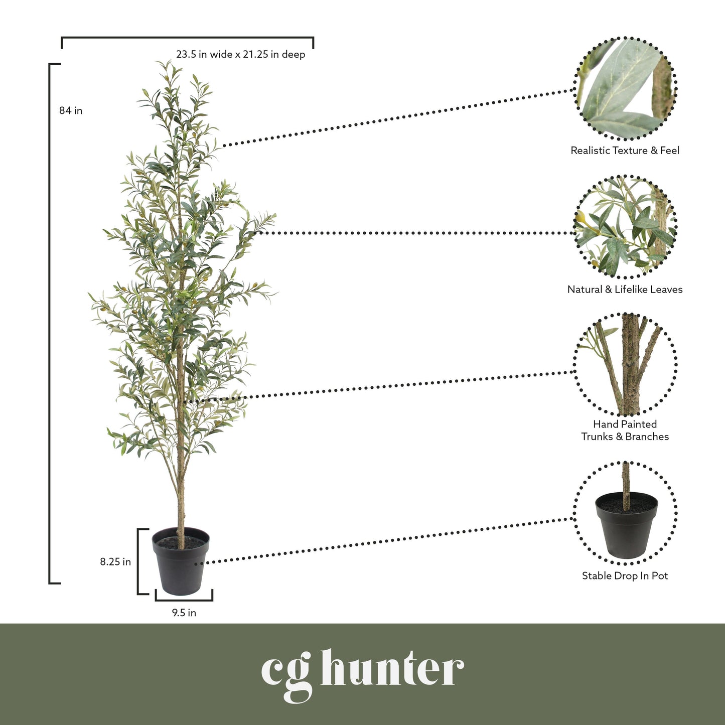 7' Artificial Slim Olive Tree