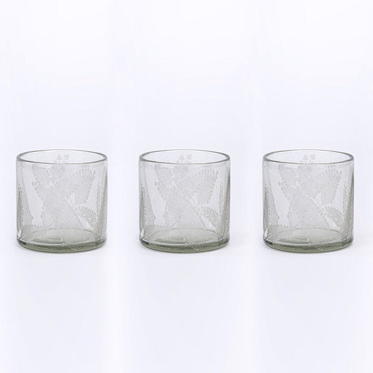 Etched Glass Candleholders