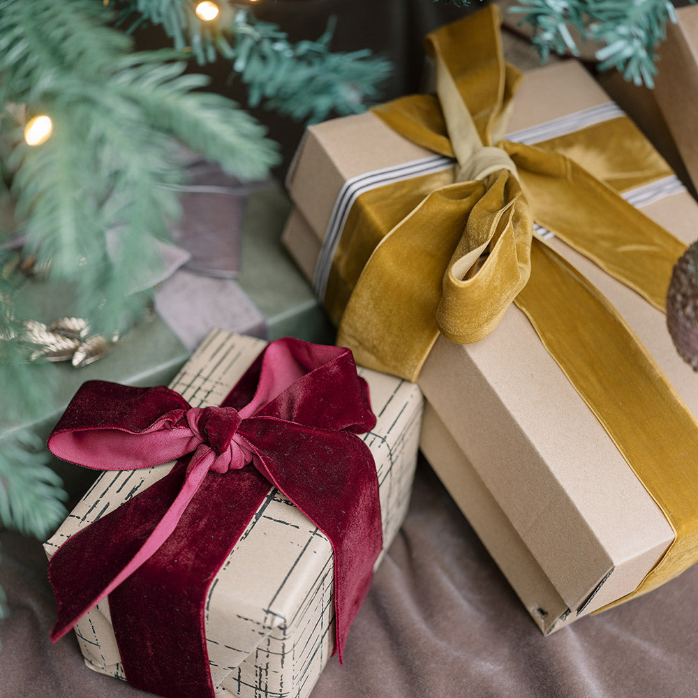 Wide Hand Dyed Velvet Ribbon Burgundy
