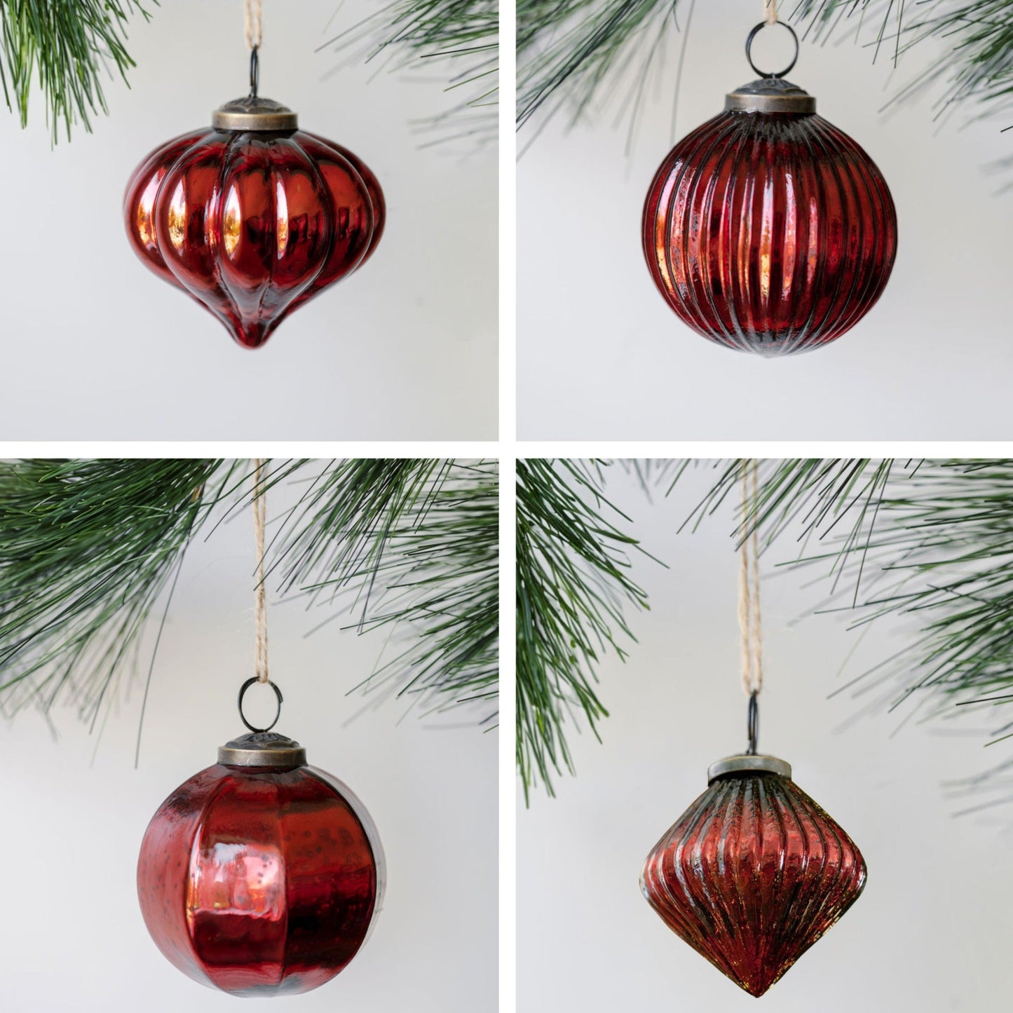 3" Mercury Glass Bordeaux Assorted Style Ornament