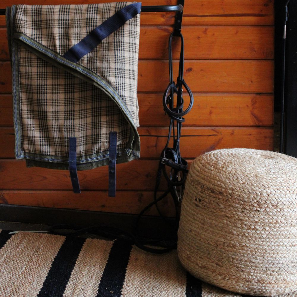 Round Braided Jute Ottoman Pouf
