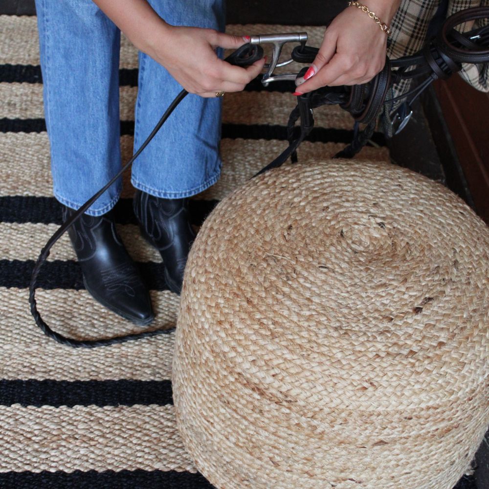 Round Braided Jute Ottoman Pouf