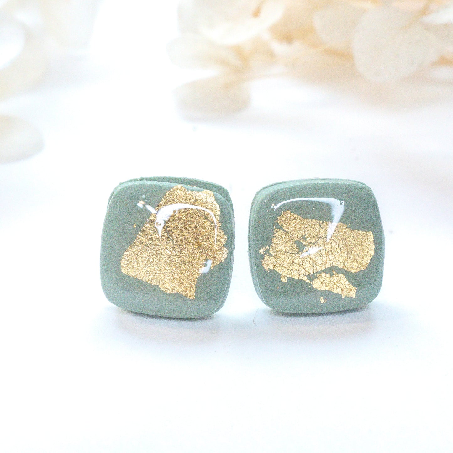 Sage Gold Studs