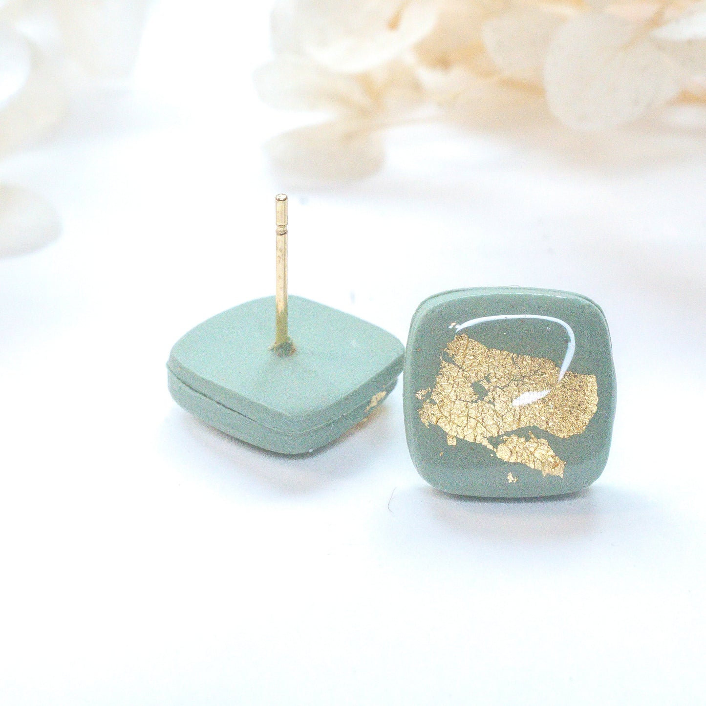 Sage Gold Studs