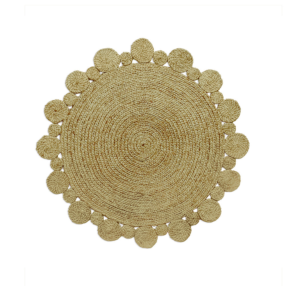 Natural Round Scalloped Jute Rug