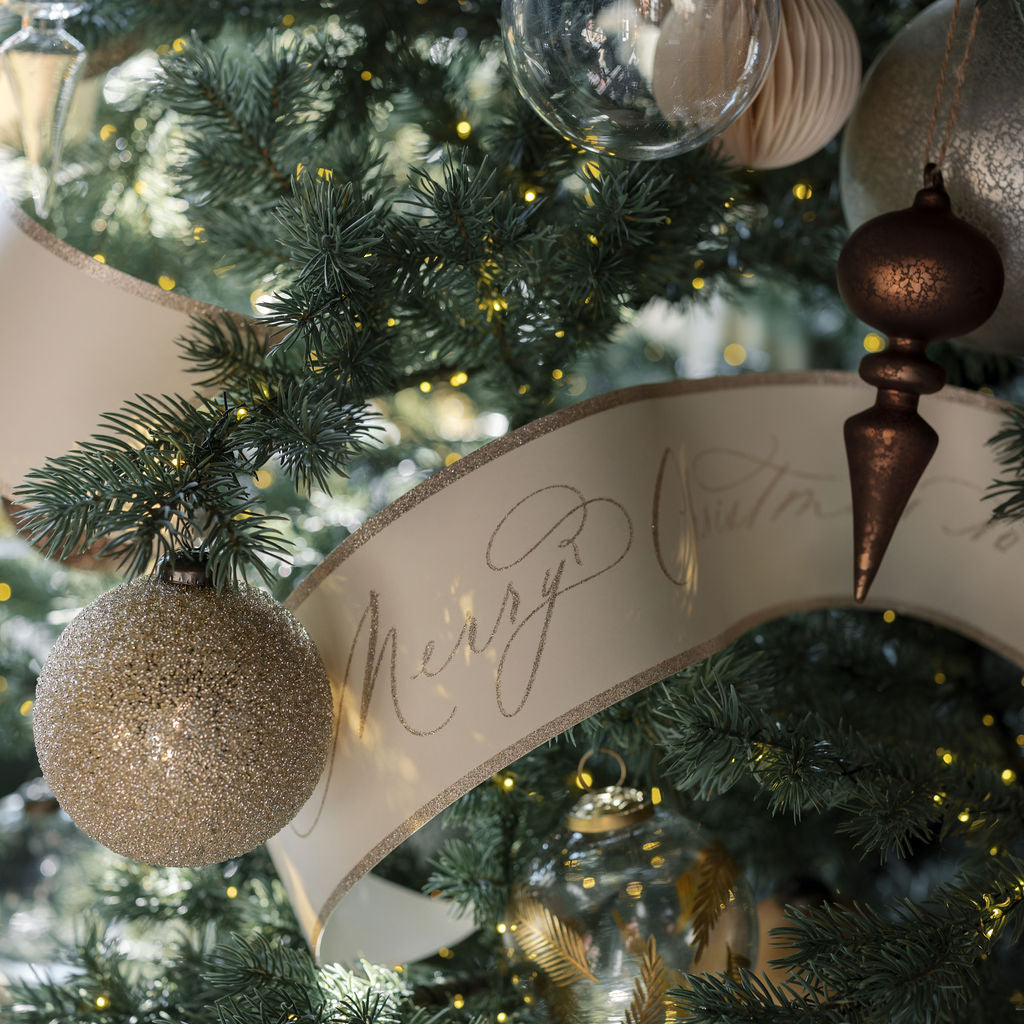 4" Beaded Cream Glass Ornament