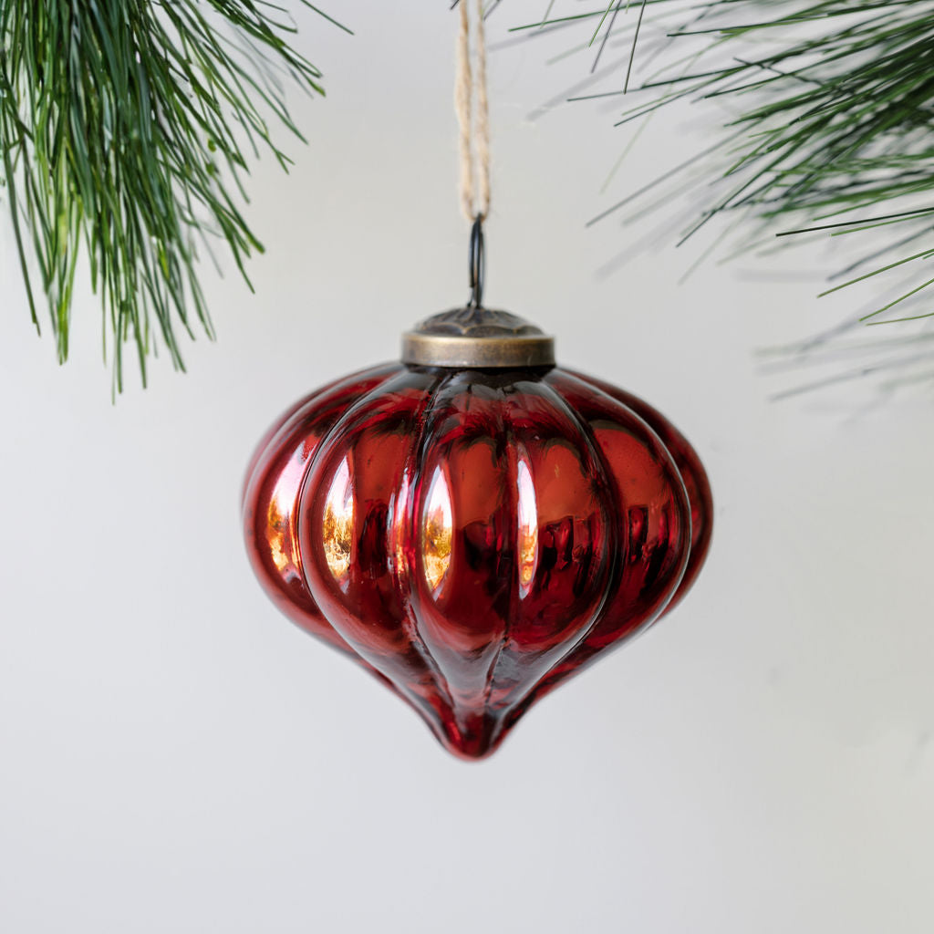 3" Mercury Glass Bordeaux Assorted Style Ornament