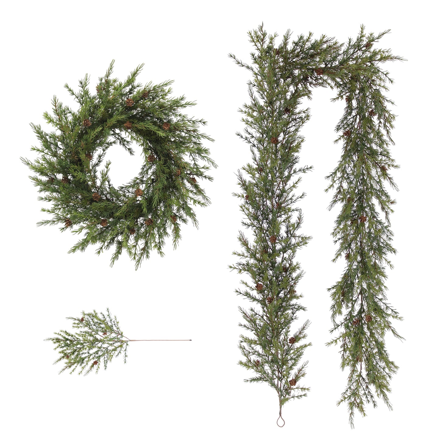 9' Artificial Pine Garland with Pinecones