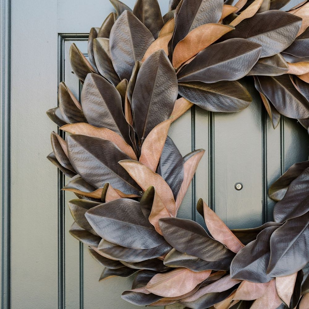30" Faux Brown Magnolia Leaf Wreath