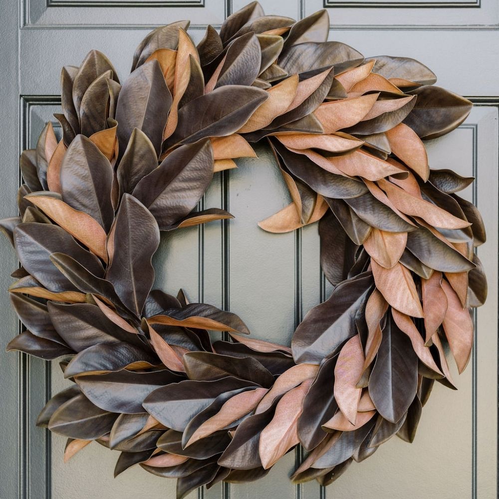 30" Faux Brown Magnolia Leaf Wreath