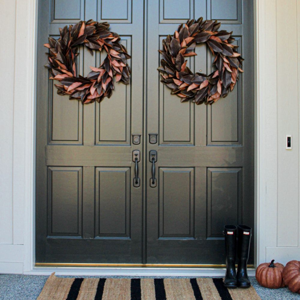 30" Faux Brown Magnolia Leaf Wreath