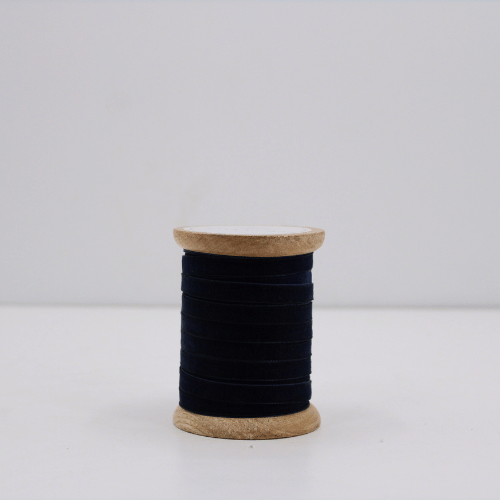Narrow Hand Dyed Velvet Ribbon Dark Blue