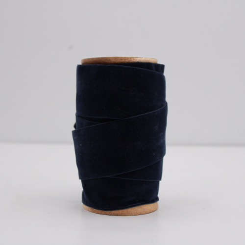 Wide Hand Dyed Velvet Ribbon Dark Blue